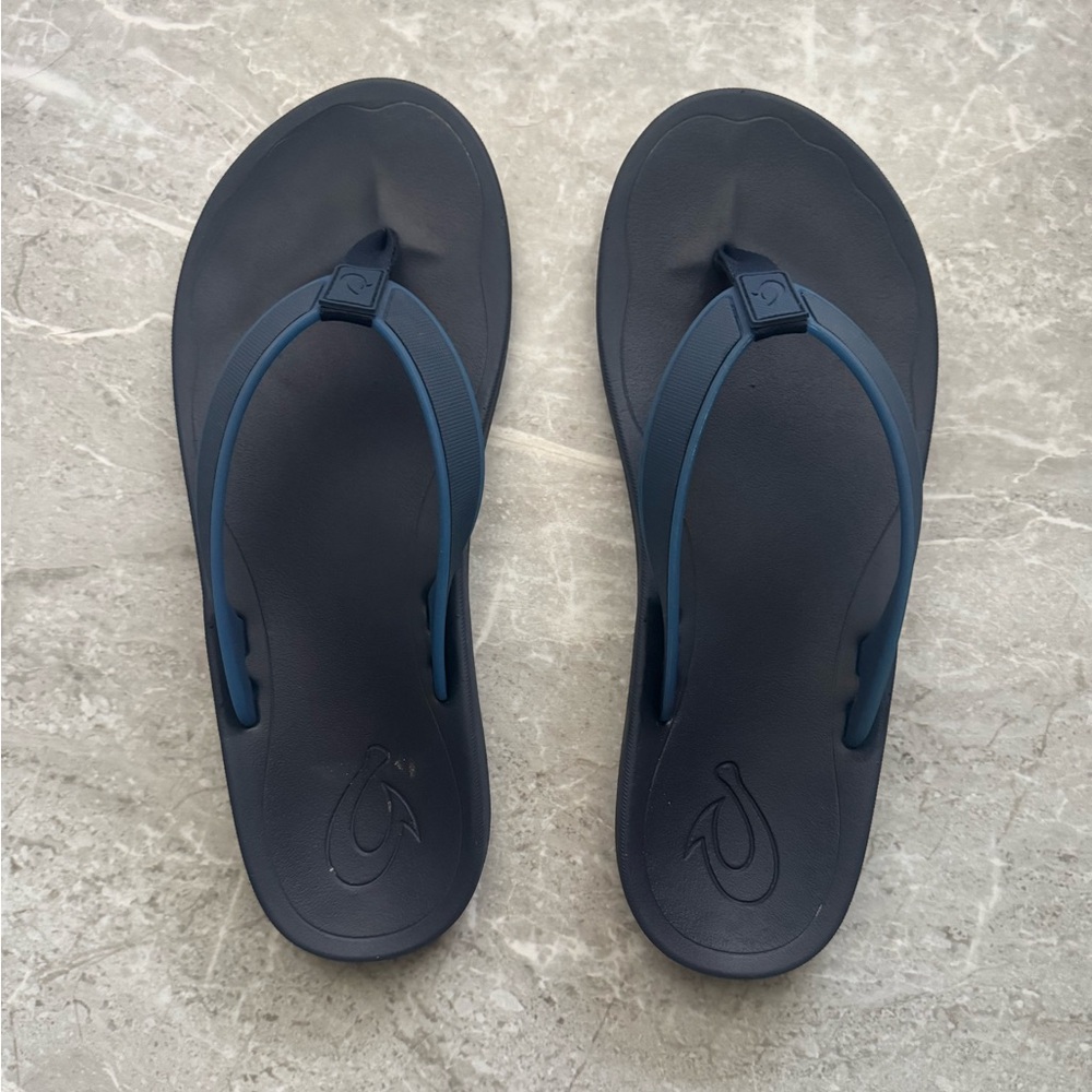 OluKai Navy Blue Flip-Flops